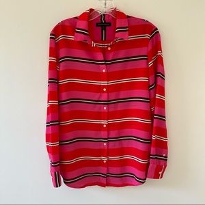 Banana Republic bright multi color striped button down blouse